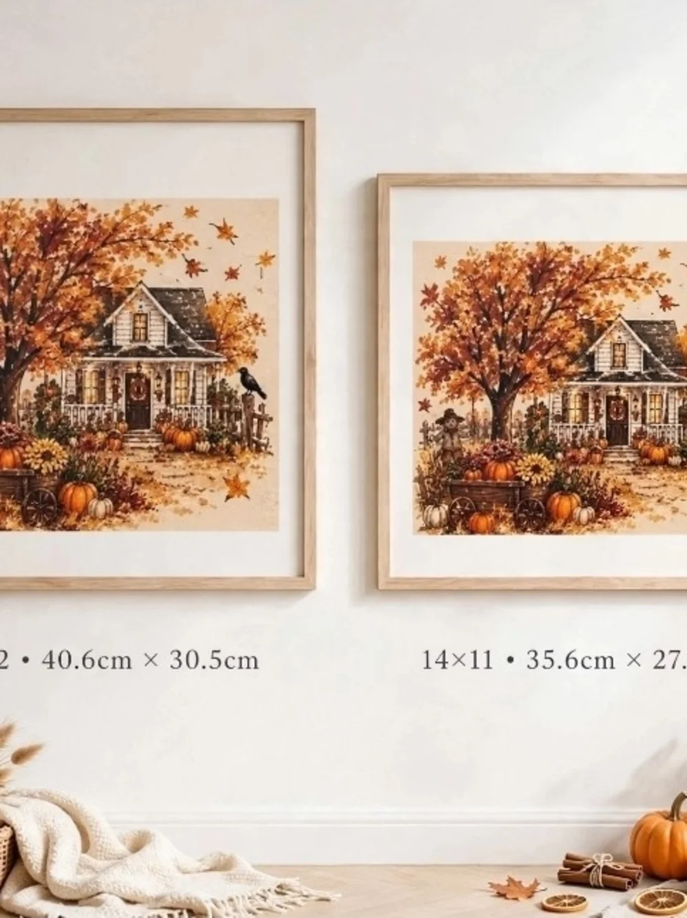 Autumn Harvest Framed Wall Art - Orange Rustic Home Accent